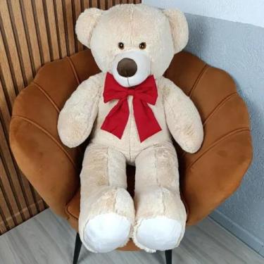 Imagem de Urso pelúcia 50 e 100cm com laço removível - cor doce de leite - Mini 