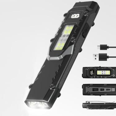 Imagem de Kiavox Lanterna recarregável, mini flash super brilhante com bateria embutida, 6 modos de iluminação, luzes LED portáteis para caminhadas, caça, uso de emergência ao ar livre e em casa, essenciais