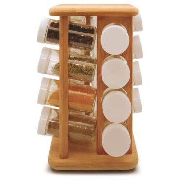Imagem de Porta Temperos Bambu 17pc Base Giratória Yoi
