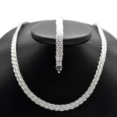 Imagem de Gargantilha E Pulseira Folheadas A Prata Trançada 06 Fios - Papillon S