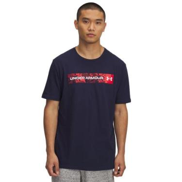 Imagem de Camiseta de Treino Under Armour Camo Chest Stripe Masculina, Azul, M