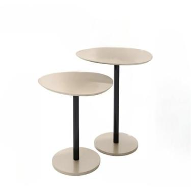 Imagem de Mesa Lateral Orgânica de Canto Design Haste Preta Monopé(White)
