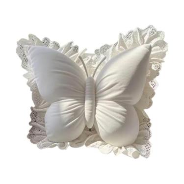 Imagem de Ioensy Almofada decorativa de borboleta para cabeceira, 50 cm x 40 cm, almofada decorativa para sofá, suporte de cintura para sala de estudo, cadeira de, Bege