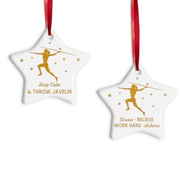 Imagem de Enfeite de Natal feminino, enfeite de lançador de dardo feminino para árvore de Natal, tema esportivo - presente de enfeite de natal de atletismo, presente de lembrança de dardo para meninas atletas
