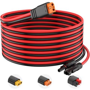 Imagem de Conector solar 10AWG para cabo de extensão adaptador XT60 painel solar para gerador de energia solar potável/painel solar dobrável para trailer/estação de energia portátil (2,5 m)
