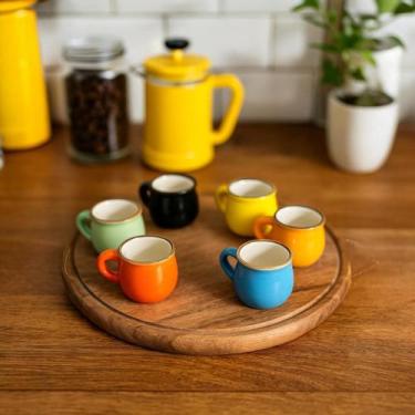 Imagem de Conjunto de Mini xícaras canecas para café ou chá de porcelana colorid