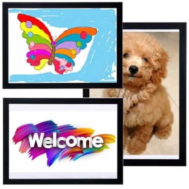 Imagem de AncBace Moldura magnética para fotos, bolso para foto, moldura dupla face, pôster, obras de arte, agendas, moldura de exibição para escritório, escola, parede, porta, janela, geladeira (preta)