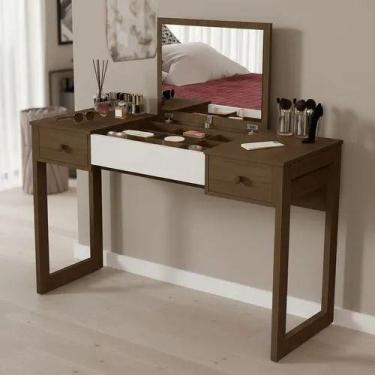 Imagem de Penteadeira Escrivaninha 2 gavetas Espelho Multiuso Luanda - Casa Roma