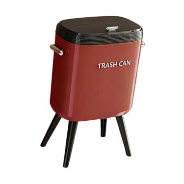 Imagem de Bothyi Lata de lixo com pernas antidobráveis, grande capacidade de 15L, balde de papel criativo com tampa selada para banheiro, escritório, banheiro, quarto, Vermelho