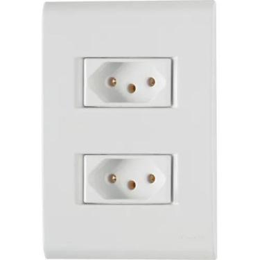 Imagem de Kit Conj 4x2 Tomada 2P+T 20 A Dupla Tramontina Liz Branco Nf