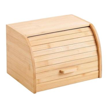Imagem de Porta Pão De Bambu Crumb Tampa Retrátil Armazenamento Pães
