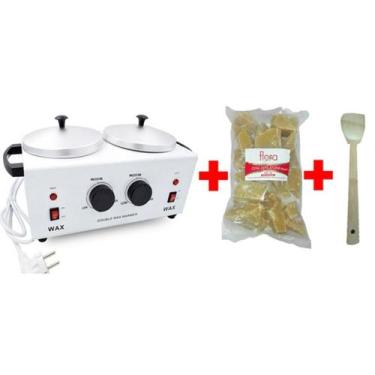 Imagem de Kit de panelas para depilação Kilo com peneira e Wax Flora - Lightbek 