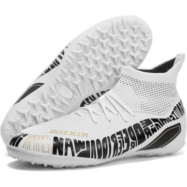 Imagem de Tênis de futebol masculinos de futebol com pontas longas, couro e borr