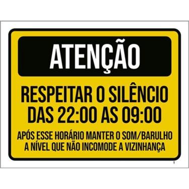 Imagem de Kit 5 Placa Respeitar Silêncio Som Barulho Vizinho36X46