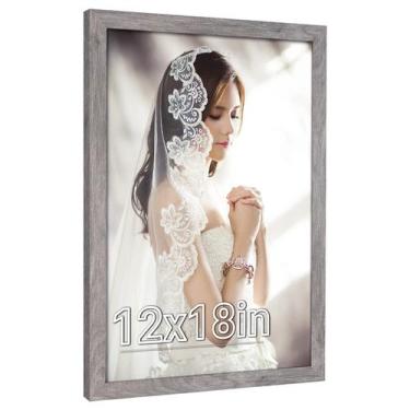 Imagem de Porta-retratos JDZIVTOP Cinza Rústico 30x45cm Madeira