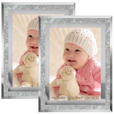Imagem de Conjuntos de Portarretratos HIKWADERY 5x7 con Purpurina Plateada, Jueg