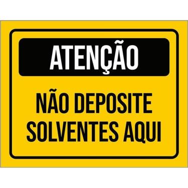 Imagem de Placa Sinalização Atenção Não Deposite Solventes Aqui 36X46