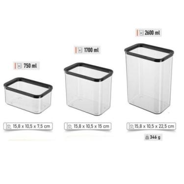 Imagem de Conjunto 3 Potes Herméticos de Plástico - TOP RIO