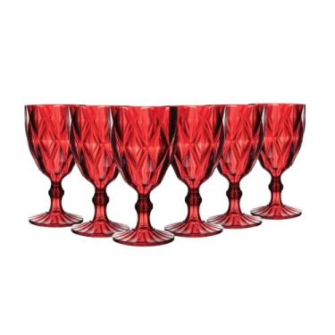 Imagem de LYOR - Conjunto 6 Taças de Acrílico Diamond Vermelha 330ml