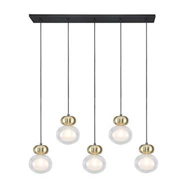 Imagem de PENDENTE GUARANA DE METAL E VIDRO BRONZE E PRETO E TRANSPARENTE