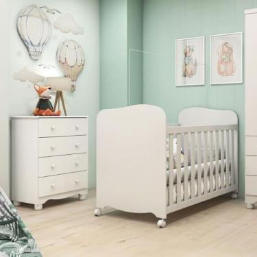 Imagem de Quarto de Bebê Completo Junior Uli Cômoda 4 Gavetas 100% Mdf Branco Br