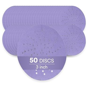 Imagem de 3M Cubitron II Hookit Disco abrasivo de lixamento limpo roxo 7.6 cm, 31465, grau 500+, 50 discos praticamente livres de poeira, alto desempenho, longa duração, padrão de vários furos, para lixamento
