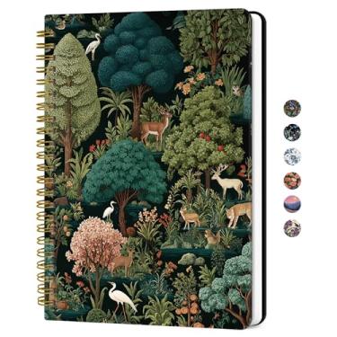 Imagem de Caderno de diário espiral forrado para mulheres, diários pautados pela faculdade A5 para escrever, cadernos de capa dura para trabalho, anotações e material escolar de escritório, 140 páginas