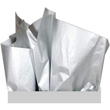 Imagem de Papel de seda de presente UNIQOOO Metallic Silver Foil 100 folhas
