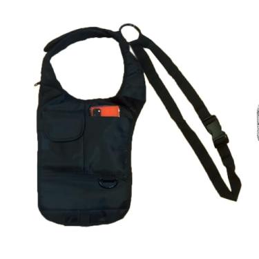 Imagem de Bolsa Oculta de Ombro Antifurto, Preta, Nylon e Metal, 32 x 22 cm, 4 Compartimentos com Gancho para Chaves