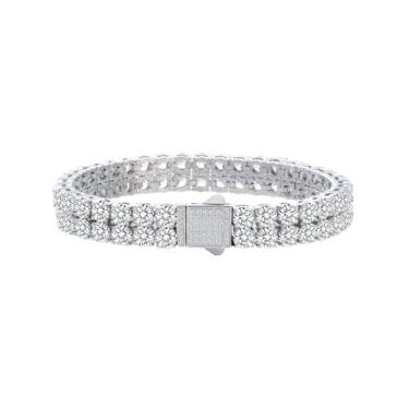 Imagem de SDA Pulseiras de corrente de tênis de diamante gelado, 3,0 mm/4,0 mm, redondo, 5A, zircônia cúbica, aço inoxidável, à prova d'água, à prova d'água, nunca desbota, para mulheres e homens, Medium, Aço