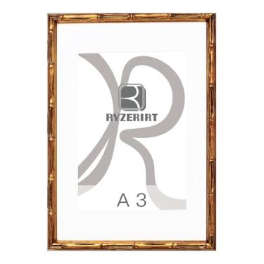 Imagem de RYZERIRT Moldura A3 de madeira, 29 x 40 cm, A4 com tapete ou A3 sem tapete, molduras de pôster de bambu marrom, moldura para pendurar na parede 01