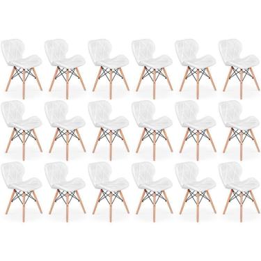 Imagem de Kit 18 Cadeiras De Jantar Charles Eames Slim Wood Estofada - Branco