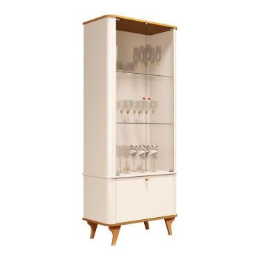 Imagem de Cristaleira Aruma Com Cantos Arredondados Vidros Temperados Off White Com Nature