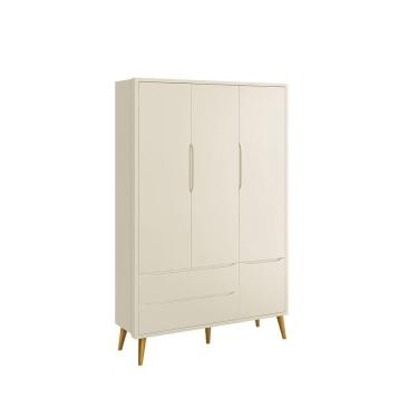 Imagem de Guarda-roupa Retrô 3 Portas Théo New Areia Fosco Com Madeira - Reller