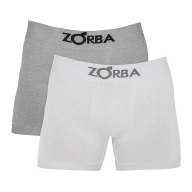Imagem de Cueca Zorba Boxer Microfibra Sem Costura 781 C/2, Branco, Mescla, M