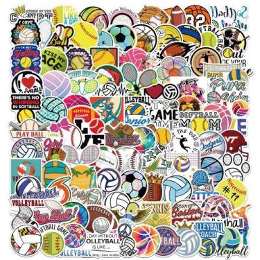 Imagem de Adesivos: 100 peças de esportes, futebol, basquete, beisebol, voleibol