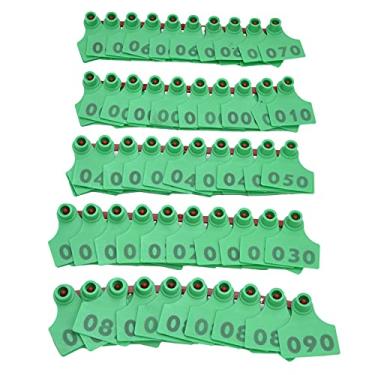 Imagem de Domary Etiqueta de Orelha de Vaca de Porco TPU 100 Unidades Com Número 001-100 Etiqueta de Orelha Acessório de Gado Agrícola, para Identificação, Reprodução e Vacinação de Animais, (Verde)