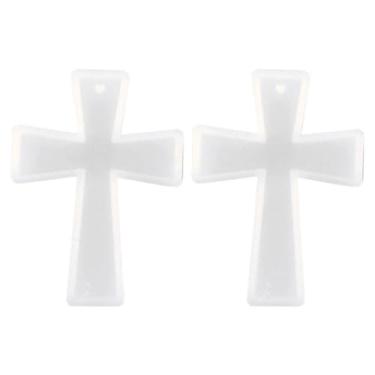 Imagem de SHINEOFI Moldes de resina de silicone, 2 peças, de cruz, molde de resina epóxi, molde de crucifixo para chaveiro de Páscoa, berloque, brincos, pulseiras, chaveiros