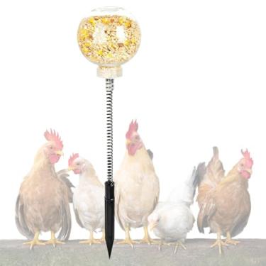 Imagem de hhdatc 2 peças de brinquedos de frango para enriquecimento de aves, balanço e alimentador lento, dispensador de guloseimas para galinhas, patos, pássaros e papagaios, brinquedos transparentes para