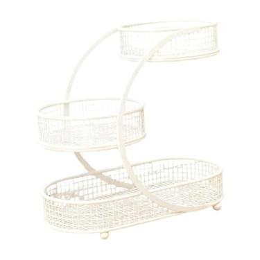Imagem de IEUDNS Cesta de frutas com 3 níveis, suporte decorativo de metal para frutas e legumes, ideal para armazenar alimentos, lanches e outros itens na da, Branco