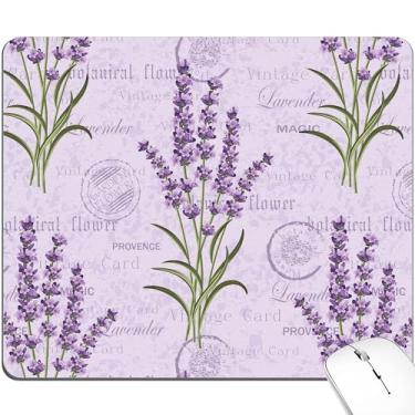 Imagem de BOONEST Tapete de rato lavanda roxa flor fofa floral tapete de rato vintage estético feminino pequeno tapete de mesa escritório portátil feminino acessórios computador laptop sem fio viagem trabalho