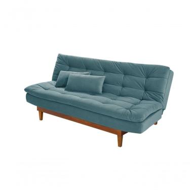 Imagem de Sofá Cama Dubai Suede Espuma Especial D33 Cor:azul Turquesa 362