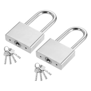 Imagem de PATIKIL Trava resistente de 58 mm, cadeado de alta segurança de aço de liga de 2 peças com 8 chaves para janela de porta de armazenamento de contêiner de transporte de armazém (H: 106 mm