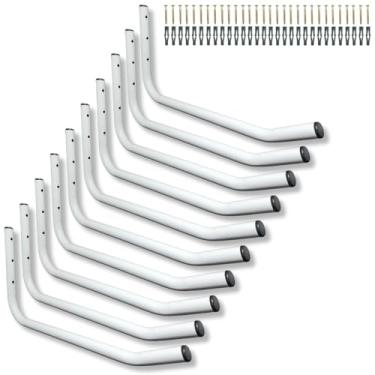 Imagem de Kit 10 Suportes Multiuso Bicicleta Mangueira Cadeira Estilo Moderno Aço Fixação de Parede (Branco)