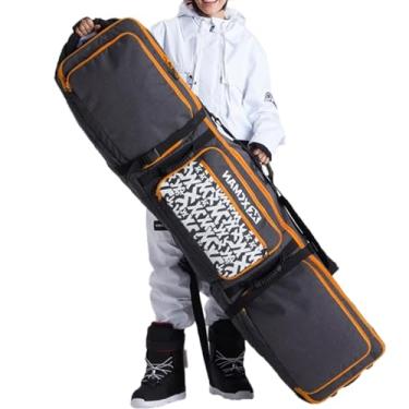 Imagem de Mala acolchoada para snowboard com rodas, Armazenamento para botas de esqui, capacete e jaqueta para viagens aéreas, 65 polegadas (expansível até 80,7 polegadas),Orange