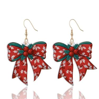 Imagem de HAISWET Brincos femininos com laço de Natal e gancho de peixe para mulheres, Medium, Resina, Sem Pedra Preciosa