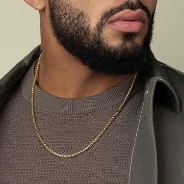 Imagem de Colar feminino de corrente de aço inoxidável de 2 mm para homens banhado a prata/preto/ouro 40 a 76 cm, joias masculinas legais, 26 inch (66cm)Long Fit, Aço inoxidável, Sem Pedra Preciosa