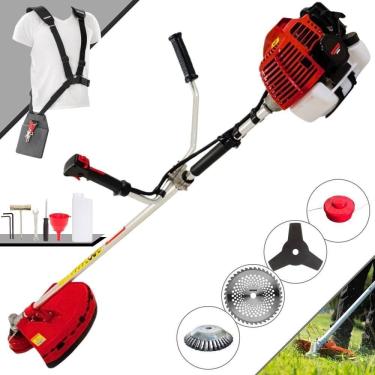 Imagem de Roçadeira Profissional Lateral Kawashima Kw52l À Gasolina 52c 2,5hp + Faca 40 Dentes Duraline 255mm 2mm + Escova Rotati