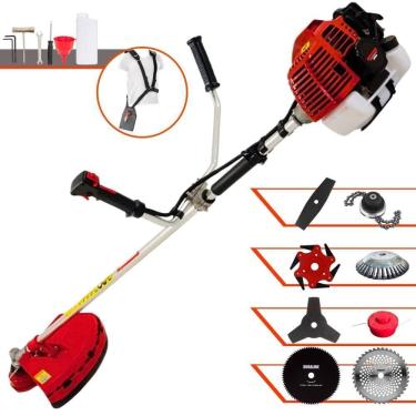 Imagem de Roçadeira Kawashima Kw43l À Gasolina 43c 1,7hp + Faca 2 Pontas + Faca 40 Dentes + Faca 80 Dentes + Trimmer + Escova 38c