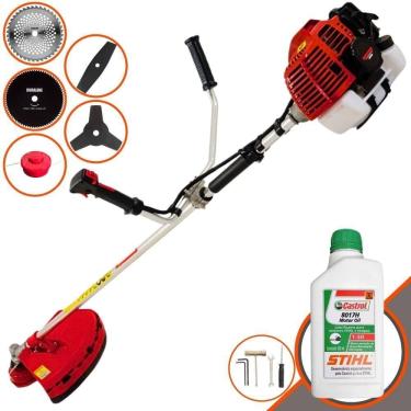 Imagem de Roçadeira Profissional Kawashima Kw43l À Gasolina 43c 1,7hp + Faca 2 Pontas + Faca 40 Dentes + Faca 80 Dentes + Escova